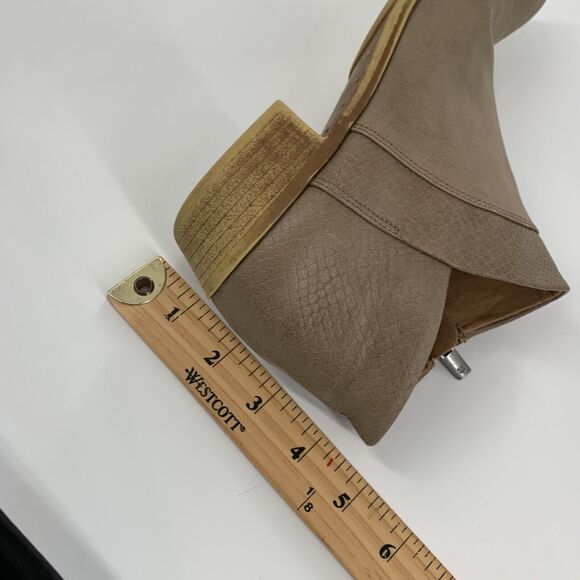 Lucky Brand Beah Faux Leather Ankle Boots 4 Big Girls Cream Brown Low Booties - Picture 10 of 10